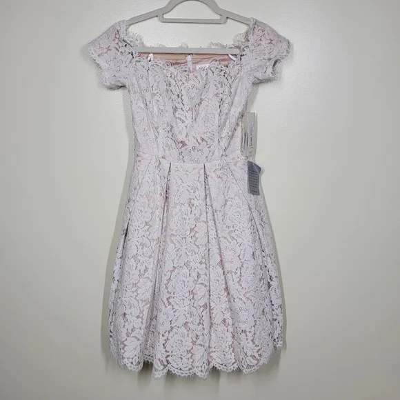 NWT Eliza J off shoulder lace fit and flare white dress size 2 - Picture 10 of 11